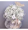 Коробочка с хлопком и белой гипсофилой 4
