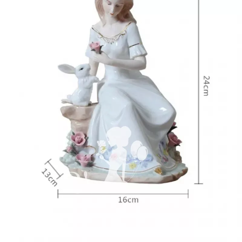 Сувенир керамика « Девушка с кроликом» 4