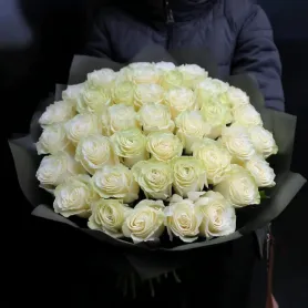 51 белая роза Эквадор в букете