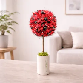 букет из красных и черных сухоцветов в форме топиария