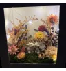 букет из сухоцветов с лавандой и розовыми соцветиями,в коробочке с подсветкой с фигурками кроликов