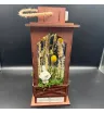 сухоцветы с лавандой,колосками и декоративной птичкой в кашпо-фонаре с подсветкой
