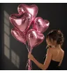 5 розовых фольгированных шаров в форме сердца