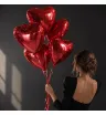 5 красных фольгированных шаров в форме сердца