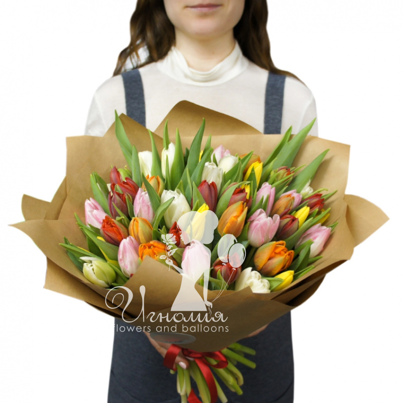 Разноцветные тюльпаны в букете «Любимые цветы»