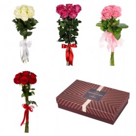 Букет из 7 роз с конфетами от интернет-магазина «Игнолия» в Люберцах