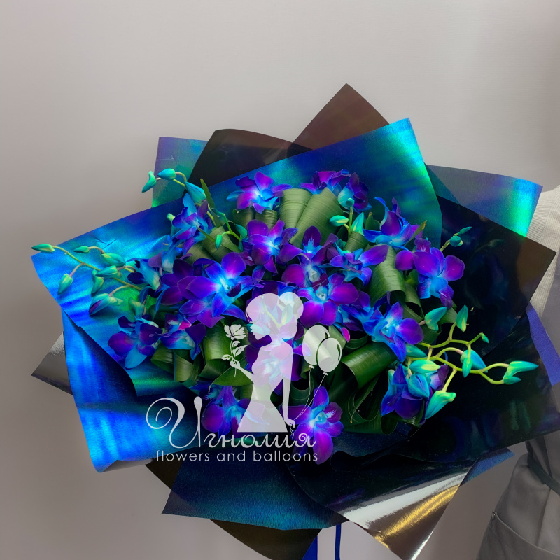 Букет синих орхидей &laquo;Узор волны&raquo; 2
