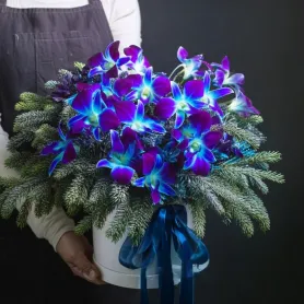 Композиция из орхидей и нобилиса &laquo;Новогодняя волна&raquo; от интернет-магазина «Игнолия» в Люберцах