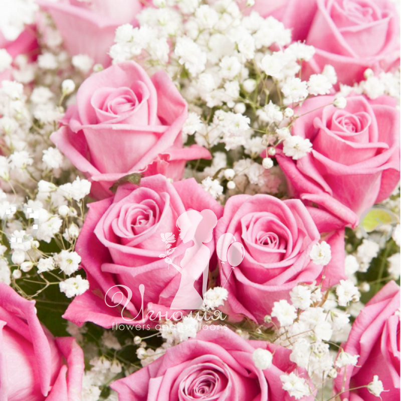 Пышный букет роз «Розовое безе» 1