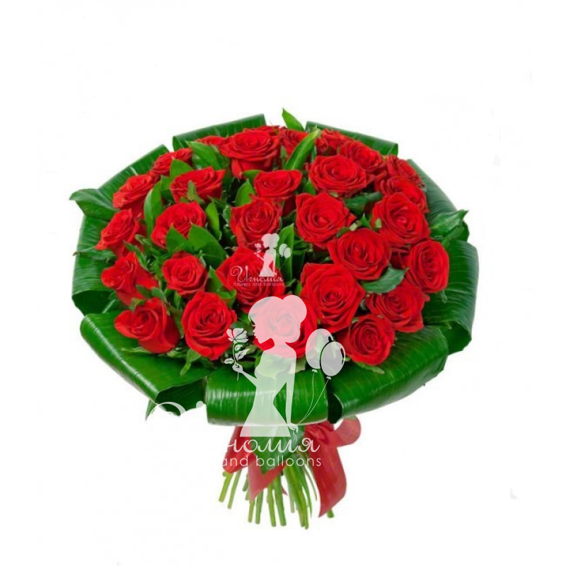 31 красная роза в букете &laquo;Корона&raquo;