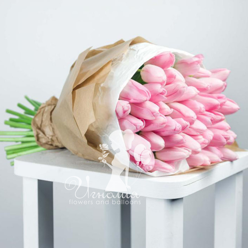 Волнующий букет из  розовых тюльпанов
