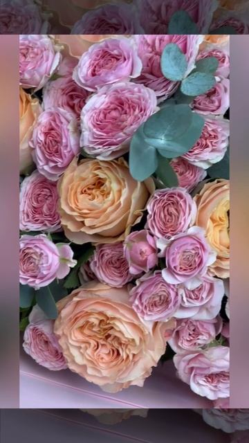 Букет из кустовых и пионовидных роз &laquo;Розовый шторм&raquo;