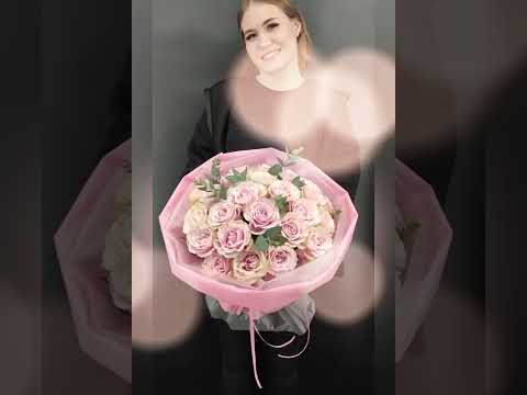 Букет из 25 розовых роз с эвкалиптом